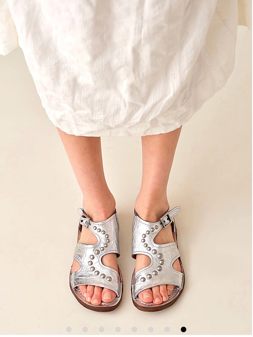 A.S.98 Metallic Silver Studded Leather Sandals 8.5-9us Or 39eu